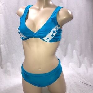 Recco Size Small Brazilian Teal & White Deisgn Bikini Set. New With Tags.